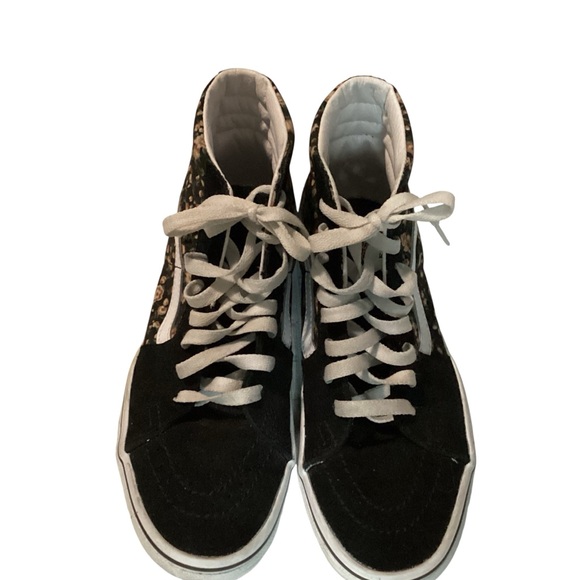 Vans Size 7 Black Floral Print High Top Lace Up Sneakers - Picture 3 of 10